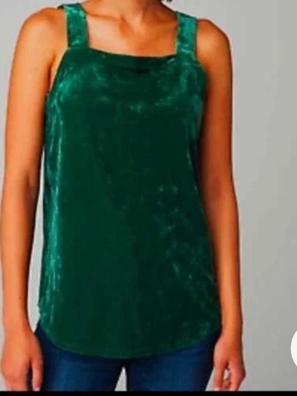 J.Jill Plus-size Crushed Green Velvet Square-Neck Tank Sz 4x